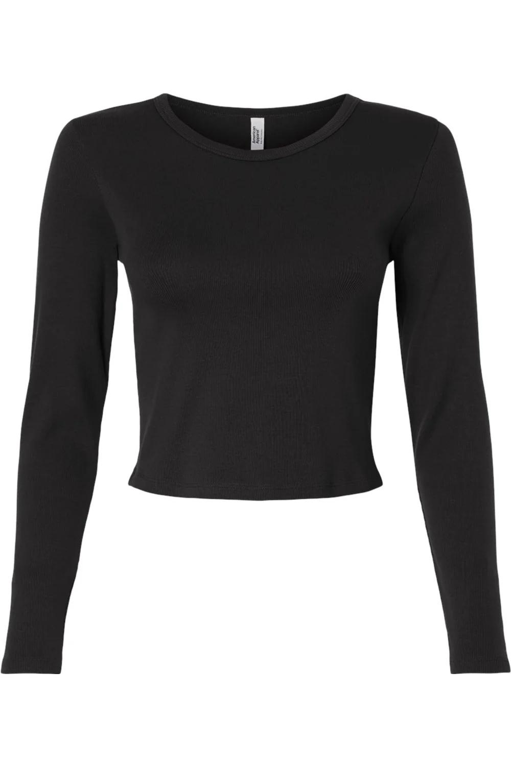 American Apparel Women's Baby Rib Long Sleeve Cropped Tee